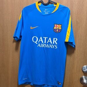 Nike Blue and Yellow FC Barcelona Qatar Airways Jersey